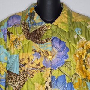 Salvatore Ferragamo Women Quilted Jacket Small Vintage Jungle Cat Animal Cheetah